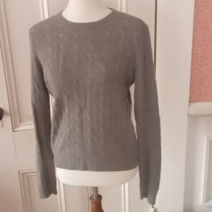 Ralph Lauren Black Label Grey Cable Knit Cashmere Sweater, XL